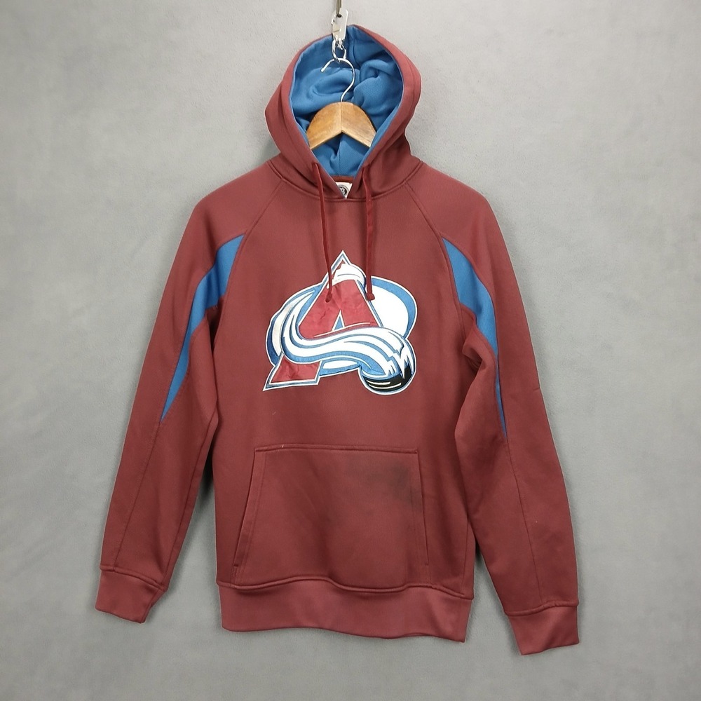 Outerstuff NHL Colorado Avalanche Hoodie Mens Small Burgundy Blue Raglan‎ Sleeve